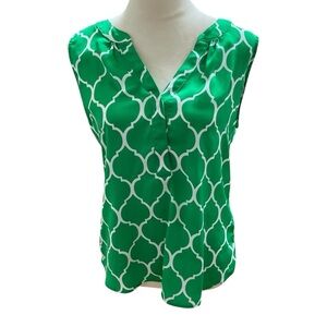 Hanna & Grace Women’s Large Sleeveless Top Green with White Design